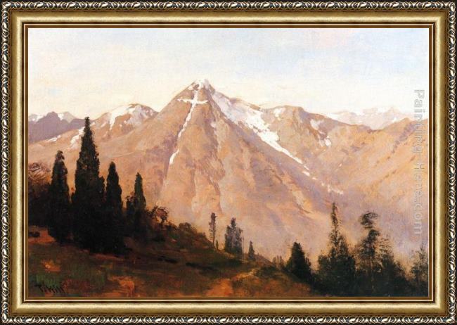 Framed Thomas Hill mountain of the holy cross painting