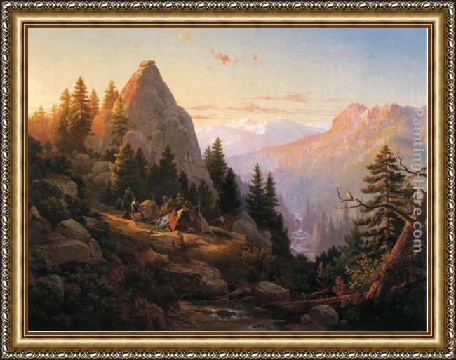 Framed Thomas Hill sugar loaf peak, el dorado county painting