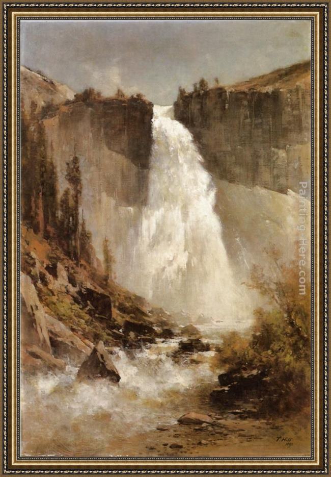 Framed Thomas Hill the falls of yosemite painting