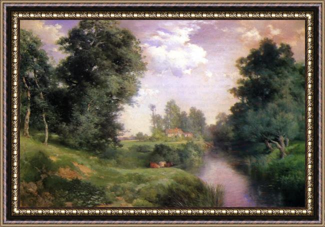 Framed Thomas Moran a long island river painting