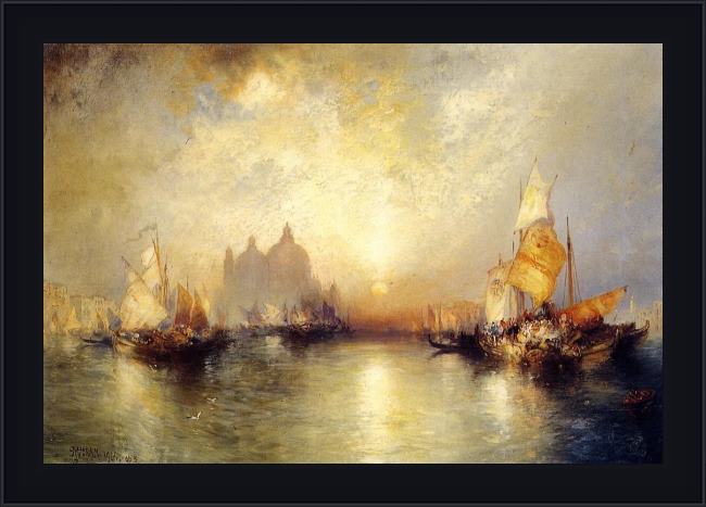 Framed Thomas Moran entrance to the grand canal, venice painting