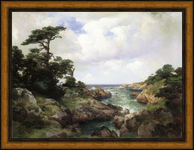 Framed Thomas Moran monterey coast i painting