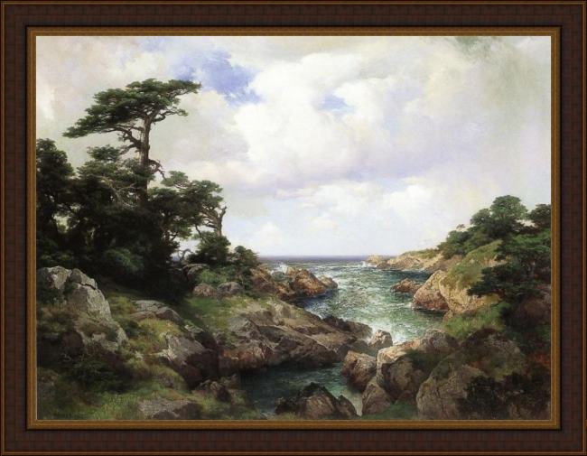 Framed Thomas Moran monterey coast i painting