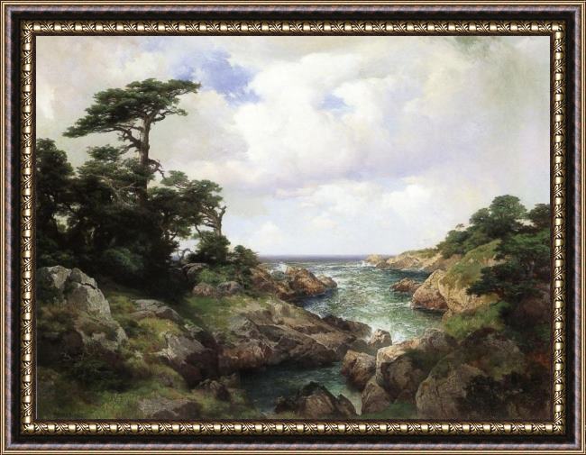 Framed Thomas Moran monterey coast i painting