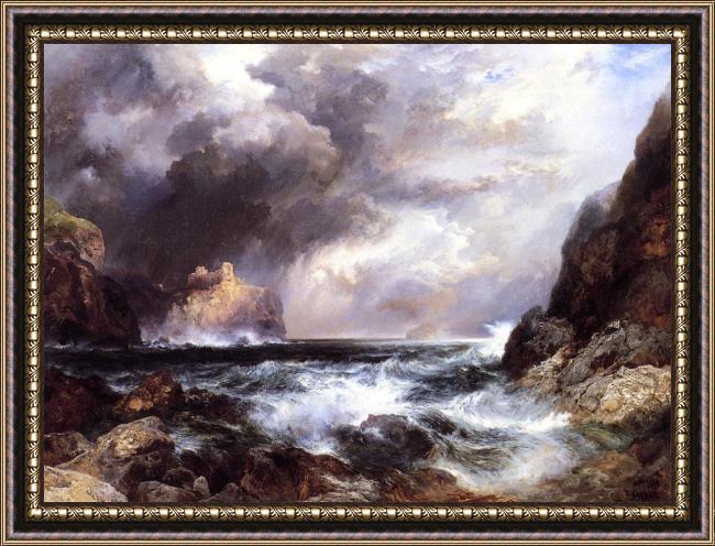 Framed Thomas Moran tantallon castle, north berwick, scotland painting