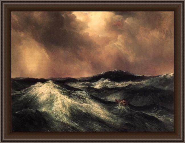 Framed Thomas Moran the angry sea painting