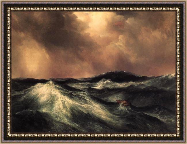 Framed Thomas Moran the angry sea painting