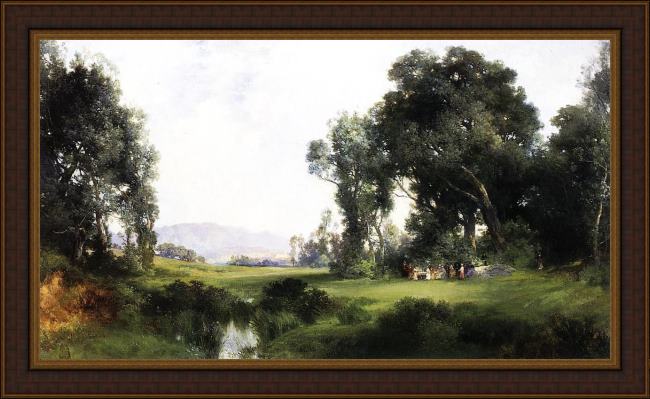 Framed Thomas Moran the picnic painting