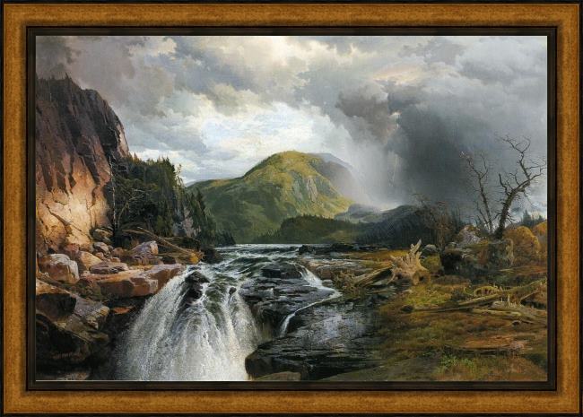 Framed Thomas Moran the wilds of lake superior painting