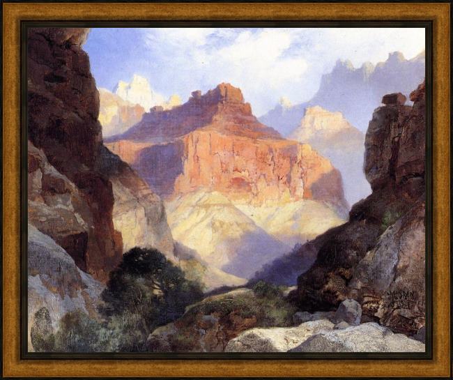 Framed Thomas Moran under the red wall,grand canyon of arizona painting