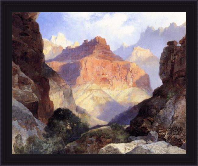 Framed Thomas Moran under the red wall,grand canyon of arizona painting