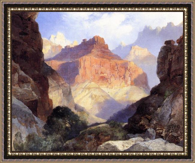 Framed Thomas Moran under the red wall,grand canyon of arizona painting