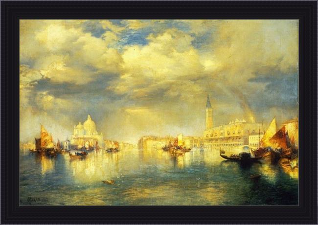 Framed Thomas Moran venetian scene painting