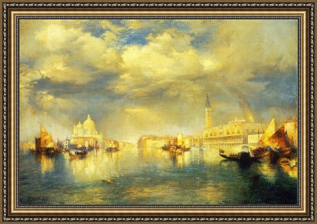 Framed Thomas Moran venetian scene painting
