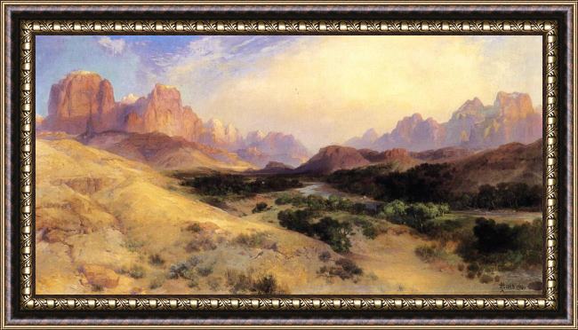 Framed Thomas Moran zion valley, south utah painting