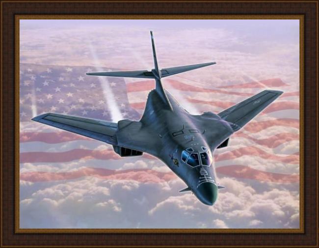Framed Unknown Artist b-1 above the clouds painting