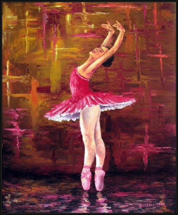Framed Unknown Artist ballerina painting
