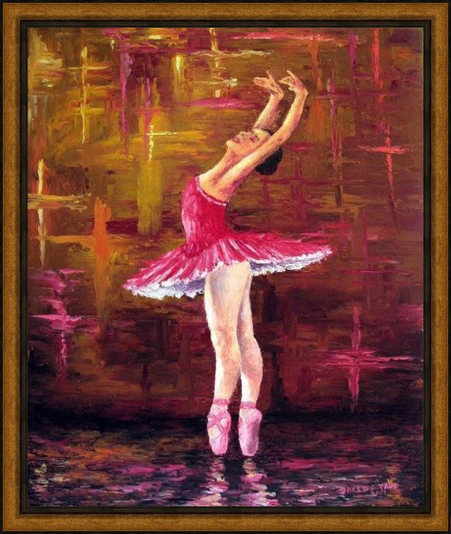 Framed Unknown Artist ballerina painting