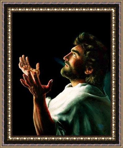 Framed Unknown Artist father forgive them painting