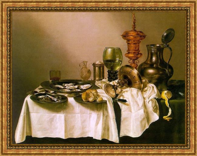 Framed Unknown Artist heda still life with a gilt goblet painting
