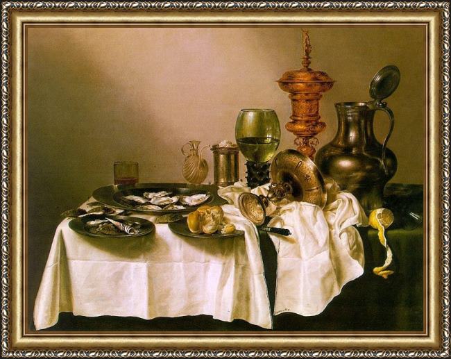 Framed Unknown Artist heda still life with a gilt goblet painting