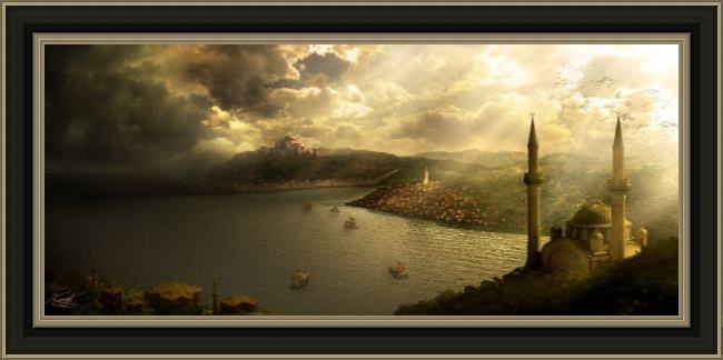 Framed Unknown Artist istanbul painting