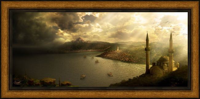 Framed Unknown Artist istanbul painting