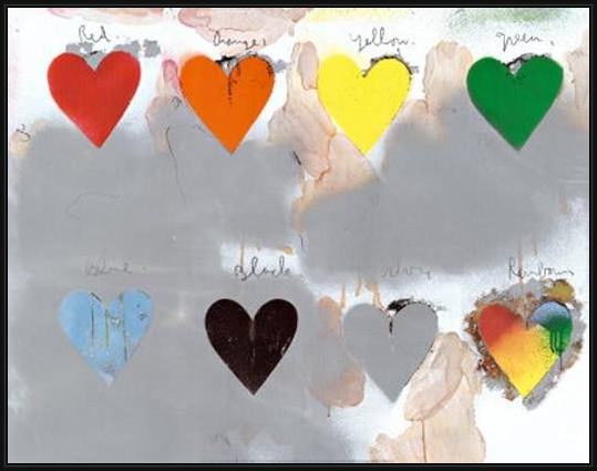 Framed Unknown Artist jim dine hearts painting