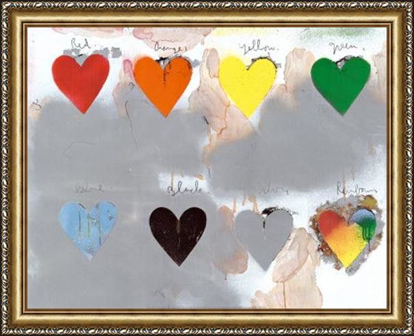 Framed Unknown Artist jim dine hearts painting
