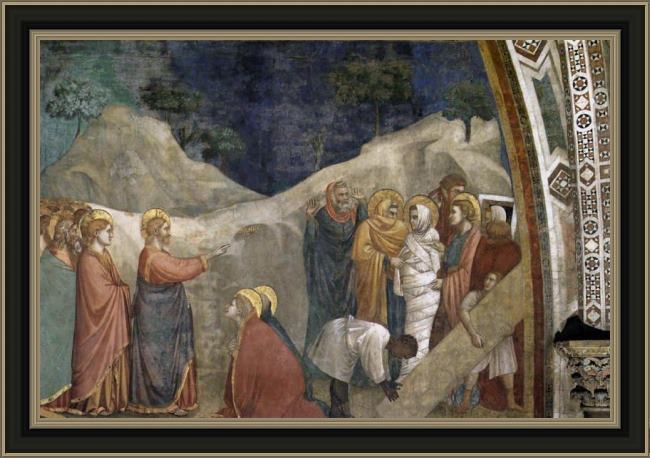 Framed Unknown Artist life of mary magdalene raising of lazarus by giotto di bondone painting