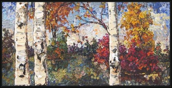 Framed Unknown Artist maya eventov colours of autumn painting
