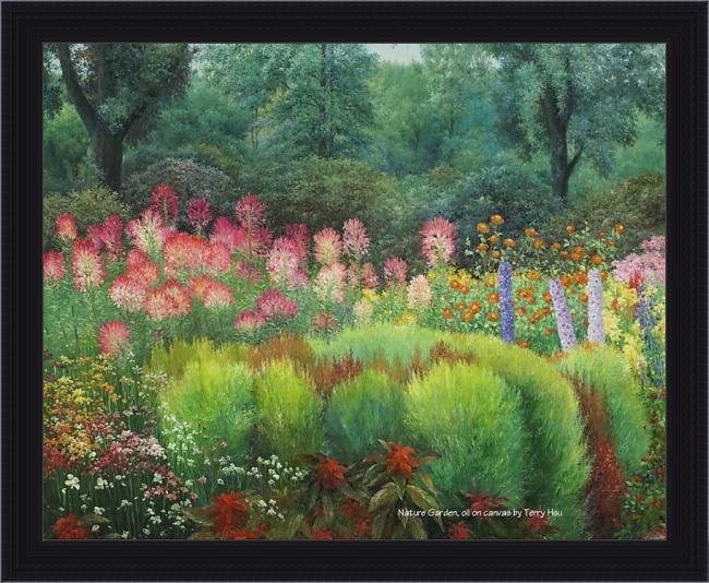 Framed Unknown Artist nature garden by terry xu painting