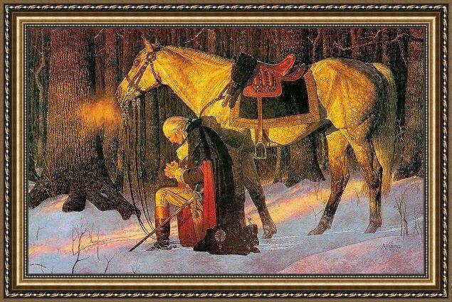 Framed Unknown Artist prayer at valley forge painting