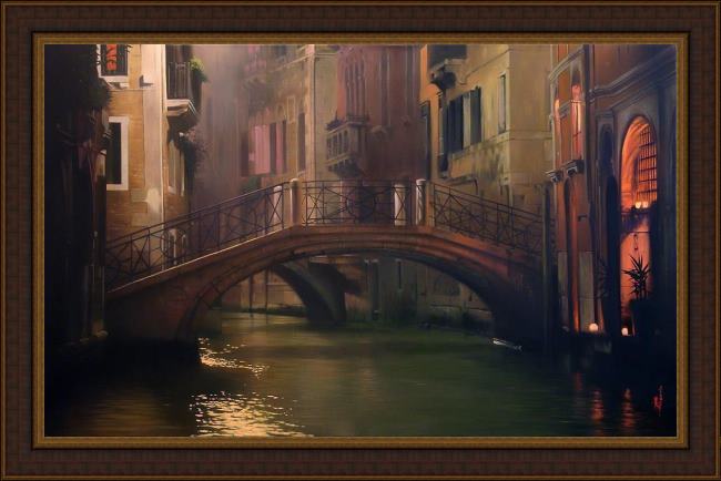 Framed Unknown Artist quite dusk painting