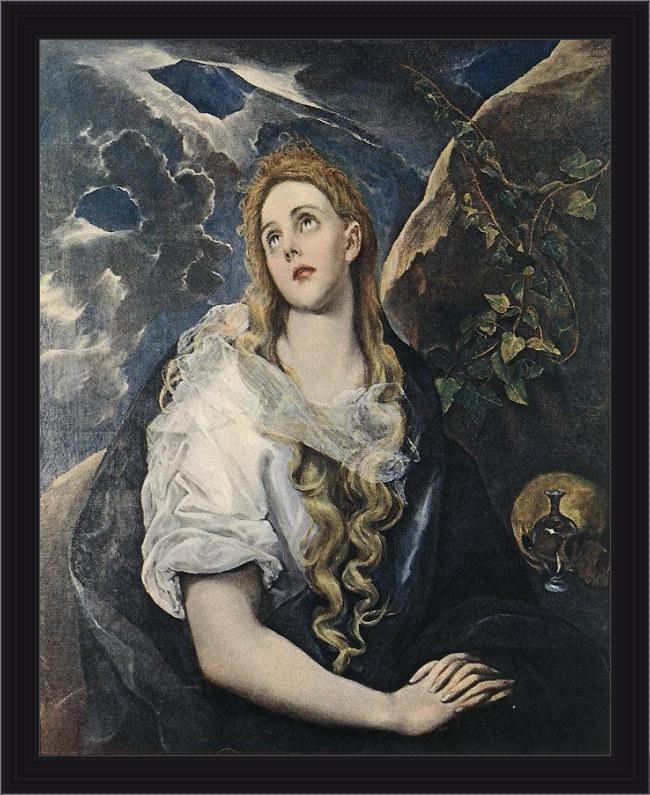 Framed Unknown Artist saint mary magdalene by el greco painting