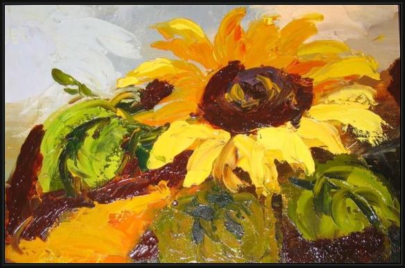Framed Unknown Artist sunflower ii painting