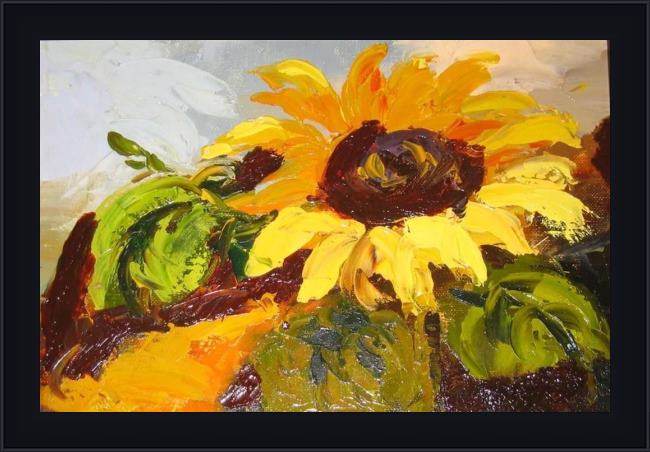 Framed Unknown Artist sunflower ii painting