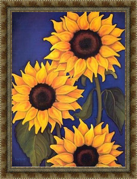 Framed Unknown Artist sunflowers by will rafuse painting