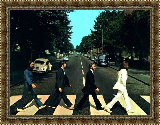Framed Unknown Artist the beatles @ abbey road painting