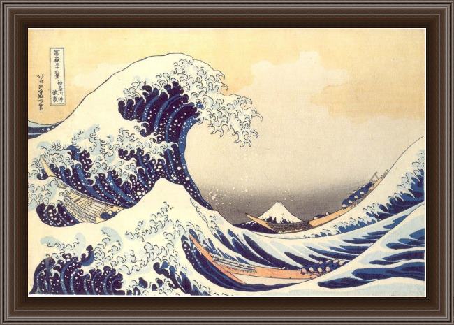 Framed Unknown Artist the great wave at kanagawa by katsushika hokusai painting