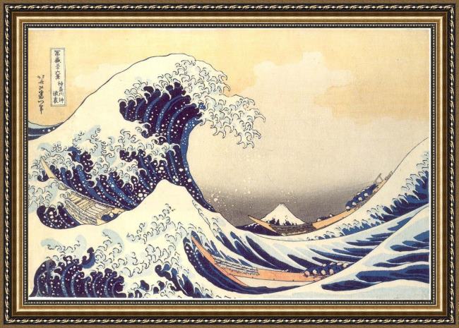 Framed Unknown Artist the great wave at kanagawa by katsushika hokusai painting