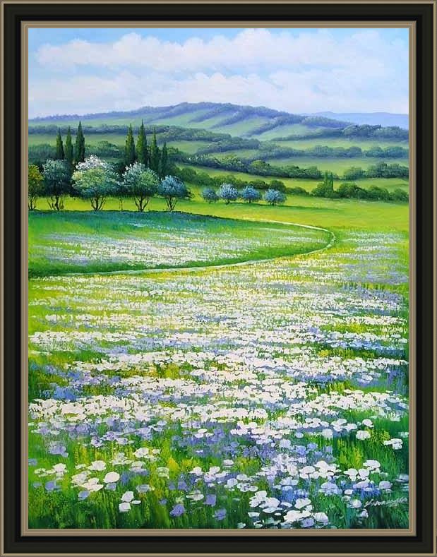 Framed Unknown Artist tuscan hamlet 2 painting