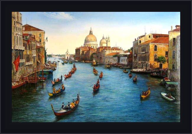 Framed Unknown Artist venice grand canal painting