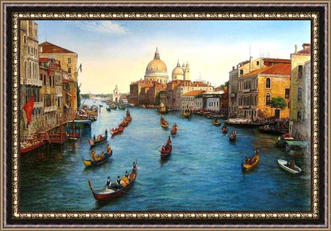 Framed Unknown Artist venice grand canal painting