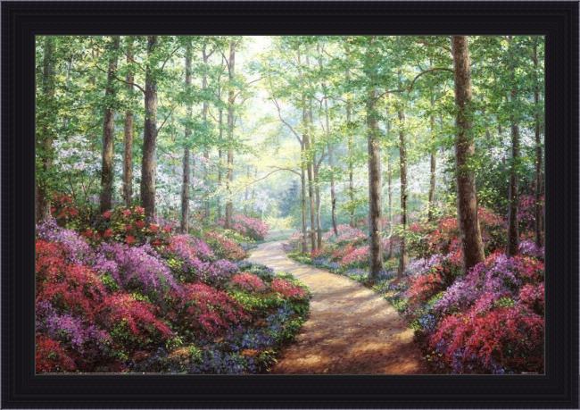 Framed Unknown Artist woodland walk painting