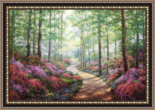 Framed Unknown Artist woodland walk painting