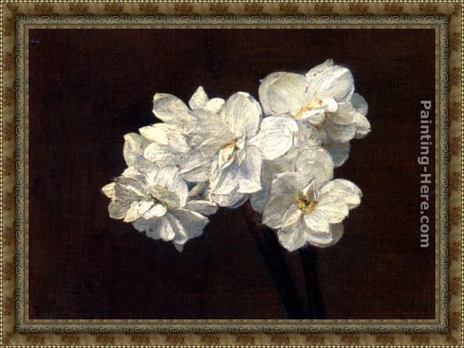 Framed Victoria Dubourg Fantin-Latour bouquet de narcisses painting
