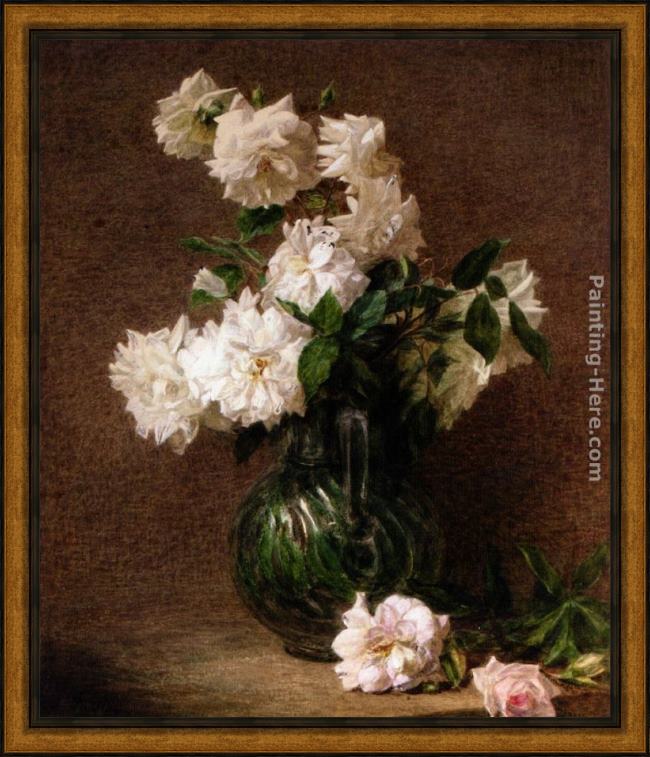Framed Victoria Dubourg Fantin-Latour vase de fleurs painting