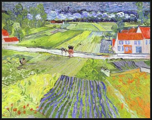 Framed Vincent van Gogh a road in auvers after the rain painting