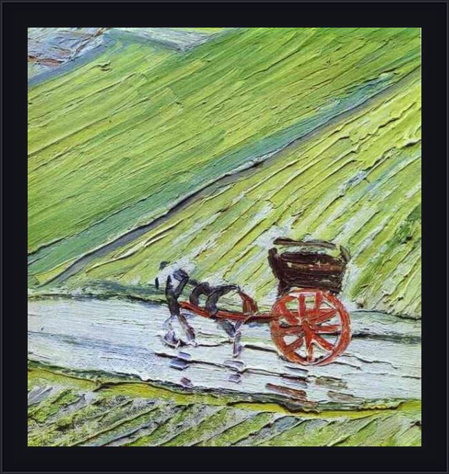 Framed Vincent van Gogh a road in auvers after the rain detail painting
